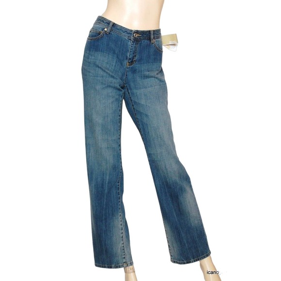 Michael Kors Straight Leg Jeans Pants Trousers Faded Medium Wash 8 Nwt $110 - Picture 1 of 6